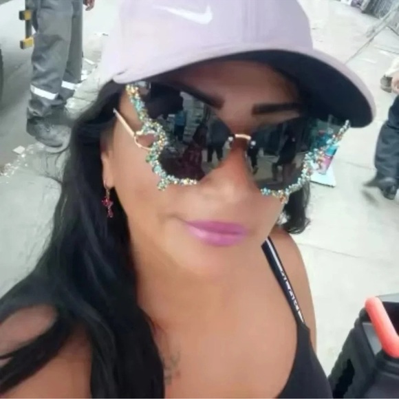 Butterfly Navy Blue Crystal Sunglasses - Picture 13 of 14